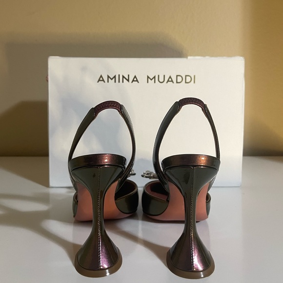 Amina Muaddi Rosie Pointed Toe Slingback Pump in winter nude, size 36.5 EU - Picture 7 of 7